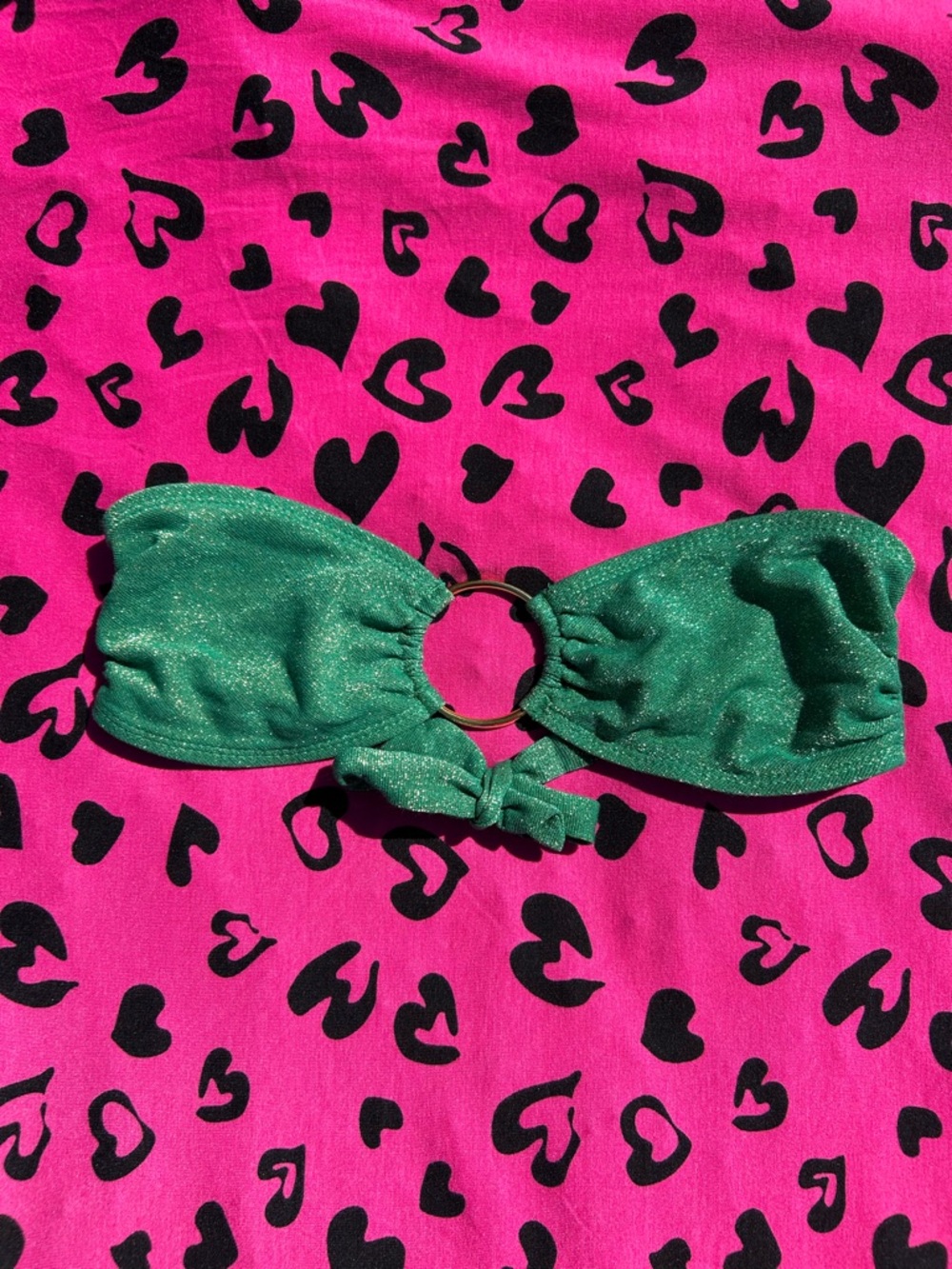 Vix Green Bikini Top with Gold Trim